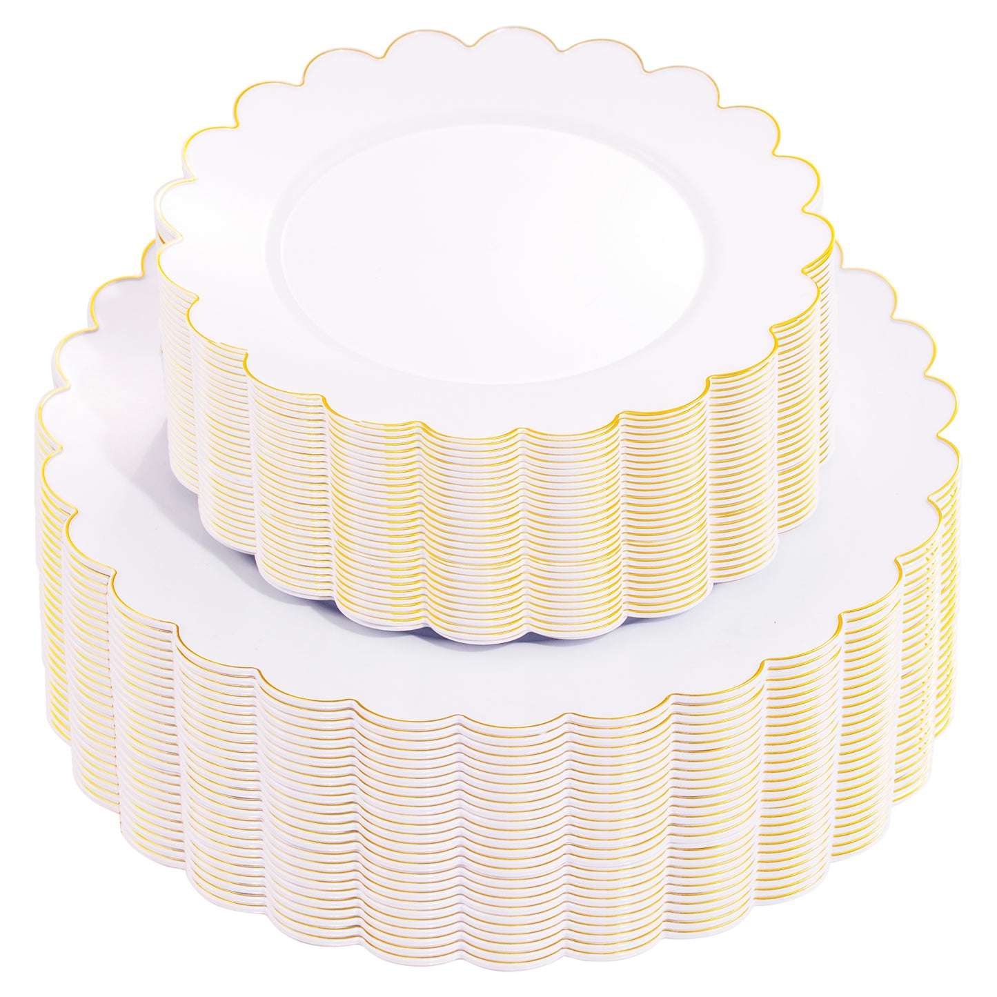 100PCS Gold Plastic Plates -White and Gold Disposable Plates for Party/Wedding -Include 50PCS 10.25inch Gold Dinner Plates,50PCS 7.5inch Gold Dessert/Salad Plates,Thanksgiving Plastic Plates