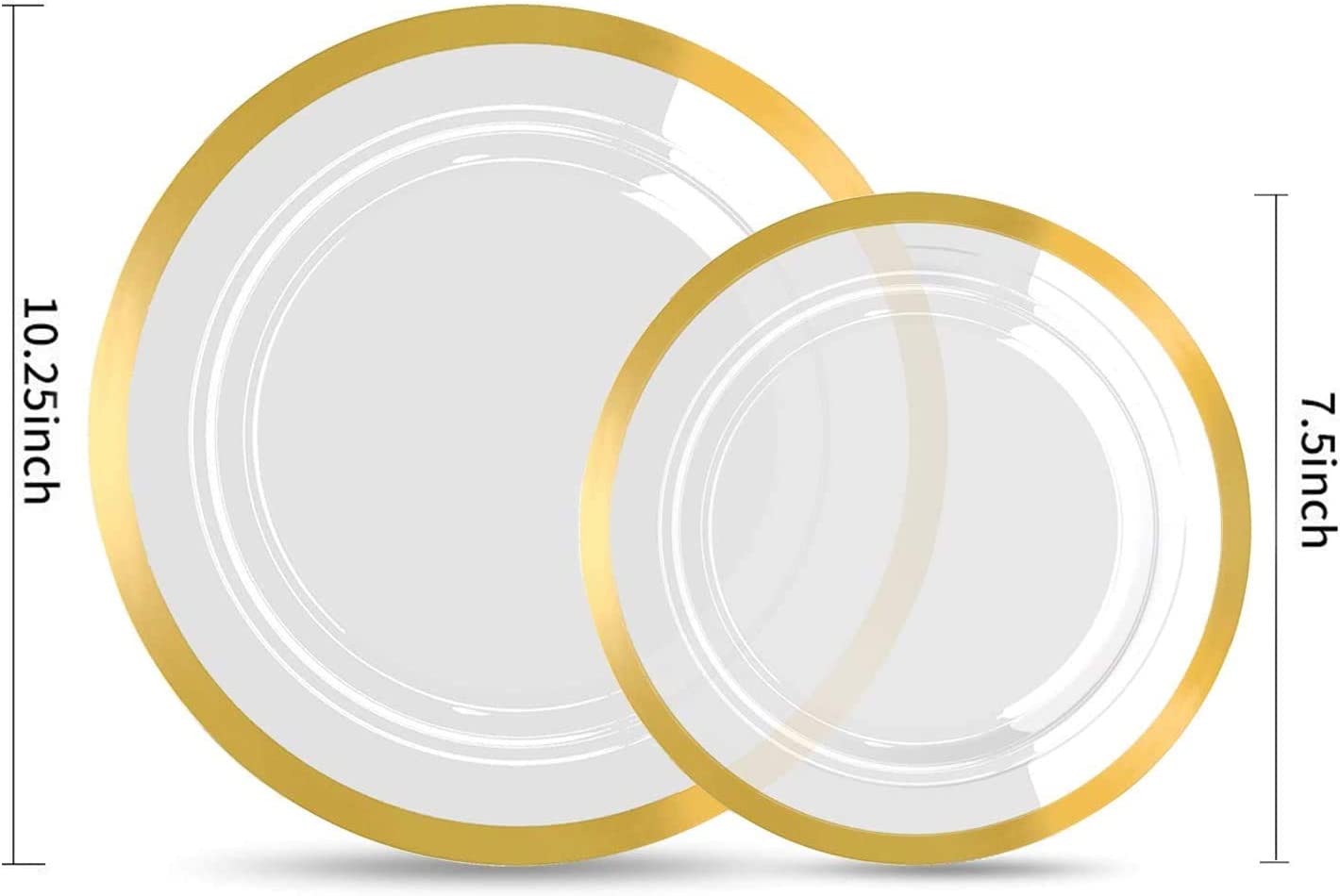 120pcs Plastic Gold plates Clear Plastic Plates with Unique Design Disposable Plates Heavy Duty Includes:60 Durable Dinner Plates 10.25" and 60 Dessert Plates 7.5"