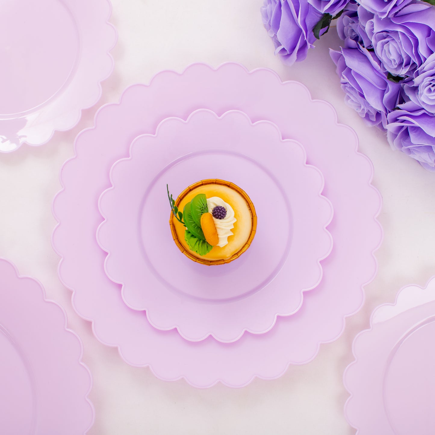 100PCS Purple Plastic Plates -Disposable Plastic Plates -Lavender Purple Party Plates for Party/Wedding -Include 50PCS 10.25inch Heavy Duty Dinner Plates, 50PCS 7.5inch Dessert/Salad Plates
