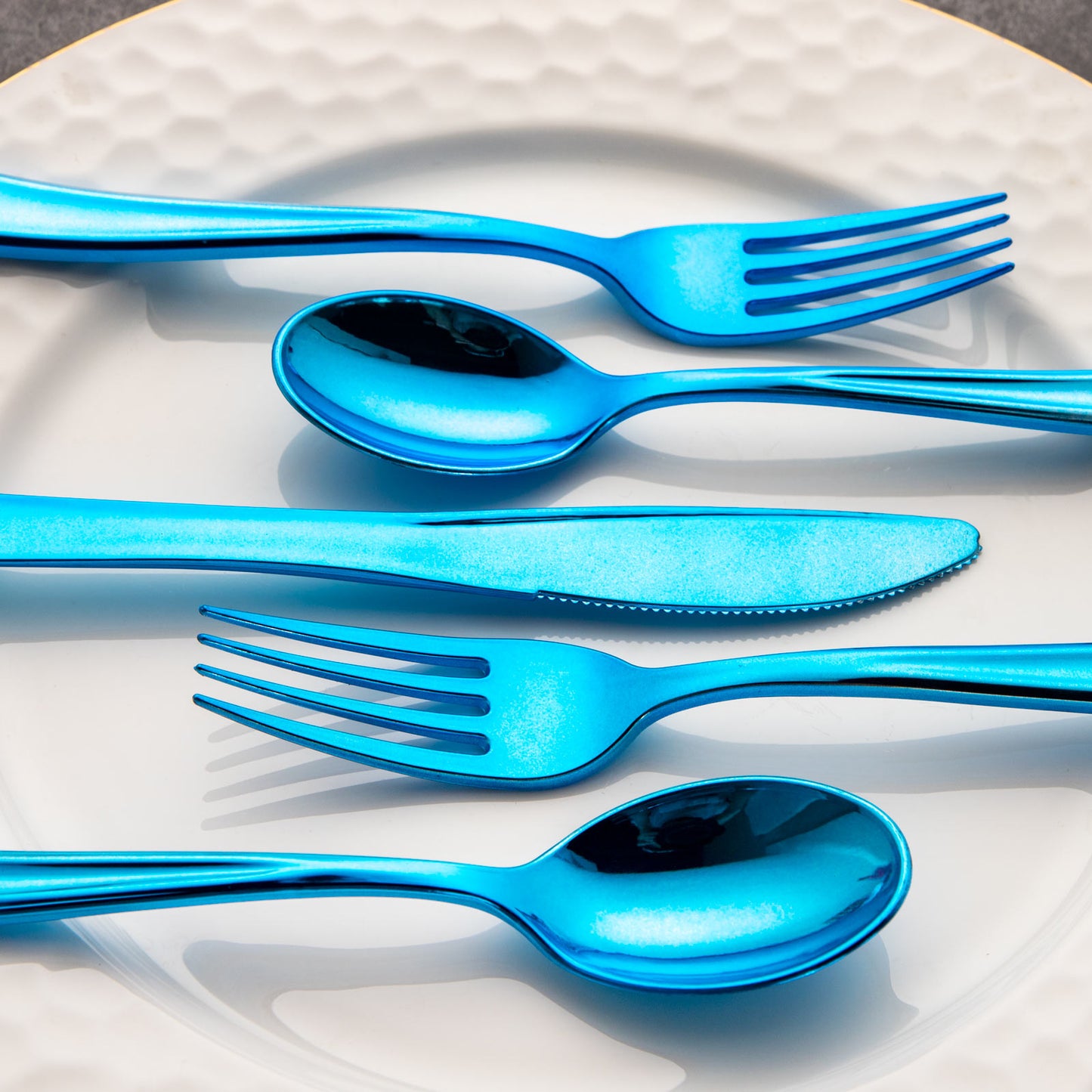 240pcs Blue Plastic Silverware,Party Plastic Utensils,Plastic Silverware Heavy Duty,Include 80 Forks,80 Knvies,80 Spoons,Premium Disposable Plastic Silverware for Birthday,Party
