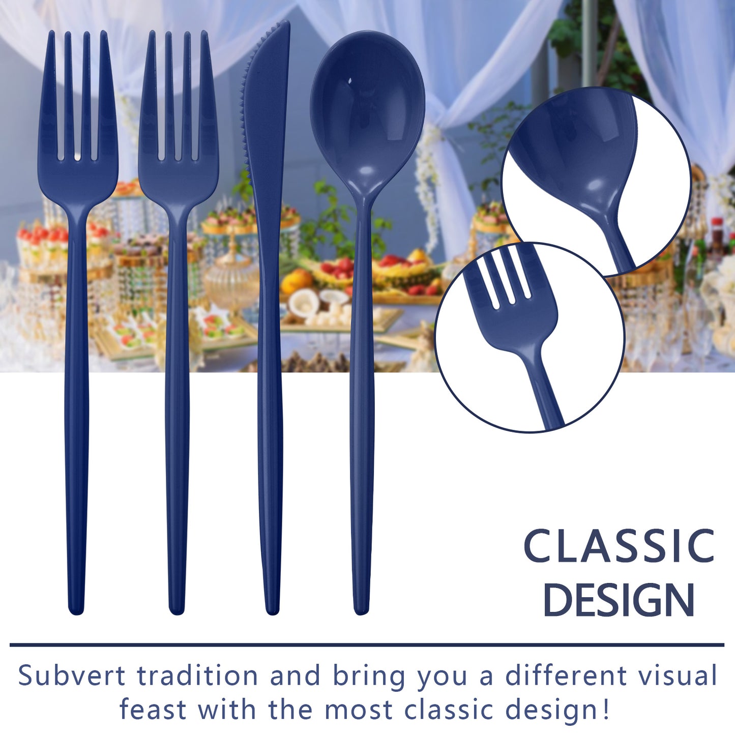 180pcs Blue Plastic Silverware Plastic Silverware Heavy Duty Blue Party Plastic Cutlery Blue Plastic Forks Include 60 Blue Forks,60 Blue Knvies,60 Blue Spoons for Wedding,Party or Daily Using