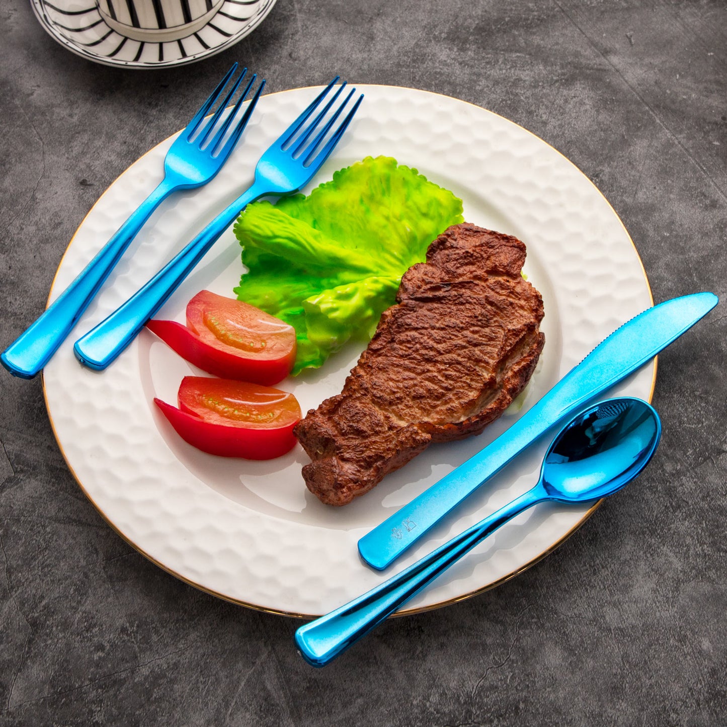 240pcs Blue Plastic Silverware,Party Plastic Utensils,Plastic Silverware Heavy Duty,Include 80 Forks,80 Knvies,80 Spoons,Premium Disposable Plastic Silverware for Birthday,Party