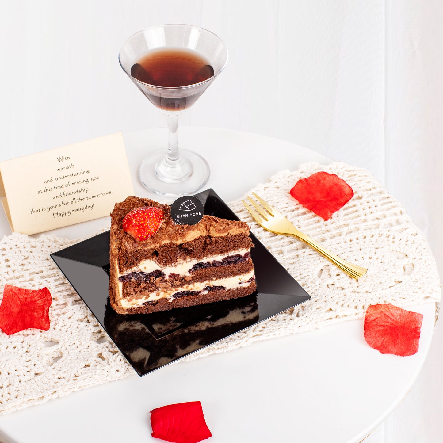 100pcs Black Square Plastic Dessert Plates with 100pcs Gold Dessert Forks,Black Appetizer Salad Square Plates,Elegant Square Black Salad Plates,Square Cake Plates for Party,Afternoon Tea