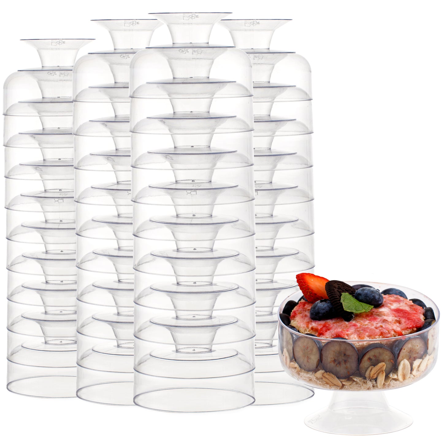 7oz Clear Dessert Cups,60 Pack Plastic Dessert Cups Serves 60 Guests,Ice Cream Cups Disposable,Clear Plastic Appetizer Cups Peferct for Desserts Cocktails Fruit Parfait Trifle Mousse Pudding
