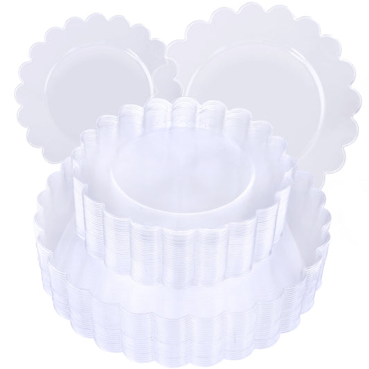 100pcs Clear Plastic Plates,Disposable Plastic Plates Heavy Duty,Premium Clear Plastic Plates,Includes 50 Clear Dinner Plates,50 Clear Dessert Plates,for Party,Wedding,Baby Shower