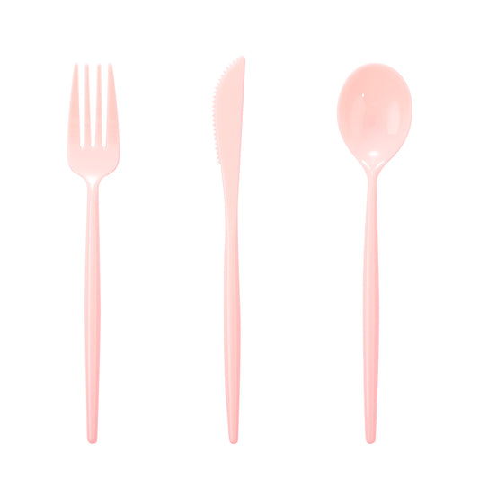 180pcs Pink Plastic Silverware Plastic Silverware Heavy Duty Pink Party Plastic Cutlery Pink Plastic Forks Include 60 Pink Forks,60 Pink Knvies,60 Pink Spoons for Wedding,Party or Daily Using