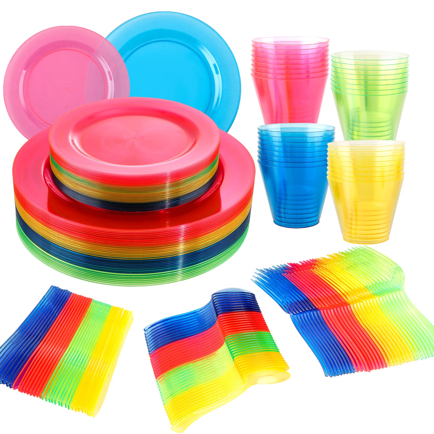 216pcs Neon Party Supplies Plates,Includes Hard Plastic Dispoable Neon Party Plates,Cups,Cutlery Forks Knives Spoons in Neon Pink,Blue,Green,Yellow, Pefect for Birthdays,Halloween Party Visit the supernal Store 4.6 4.6 out of 5 stars    169 ratings