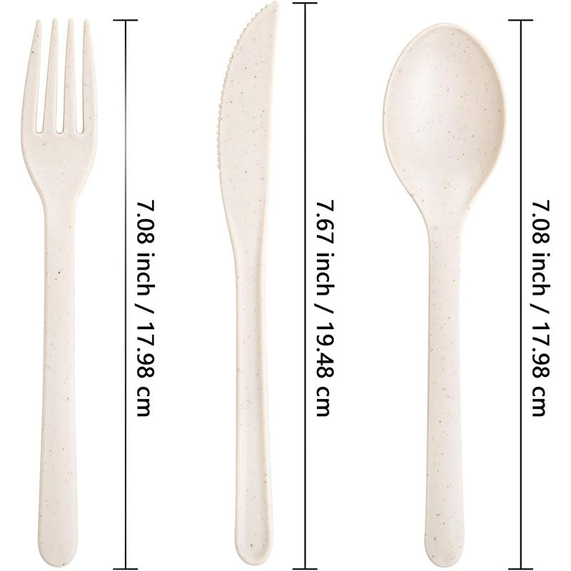 180pcs Plastic Silverware Heavy Duty,Reusable Plastic Silverware, Plastic Forks and Spoons,Beige Wheat Straw Silverware,Dishwasher Safe, Beige Color Suit for Party, Birthday, Wedding
