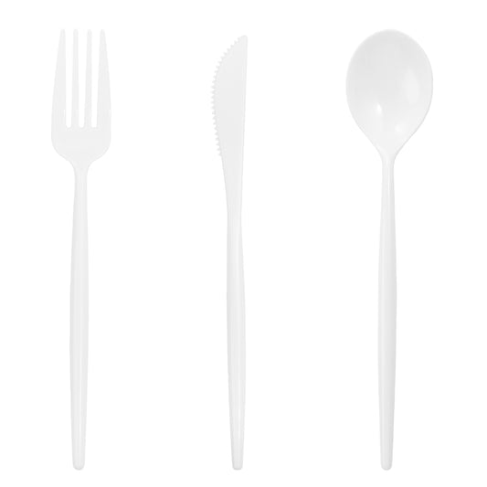 180pcs White Plastic Silverware Plastic Silverware Heavy Duty White Party Plastic Cutlery White Plastic Forks.Spoons,Knives