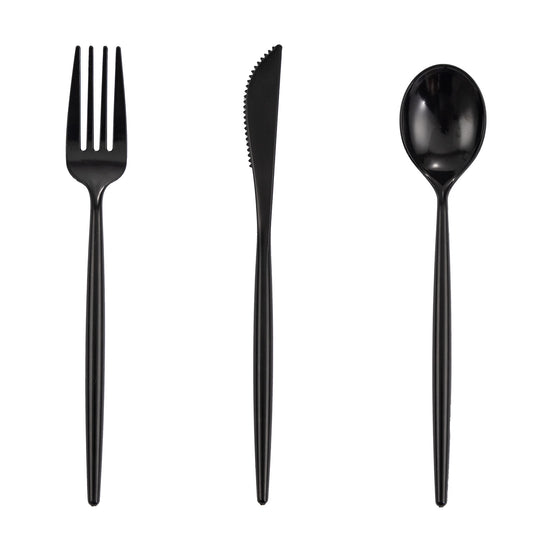 180pcs Black Plastic Silverware Plastic Silverware Heavy Duty Black Party Plastic Cutlery Black Plastic Forks Include 60 Forks,60 Knvies,60 Spoons