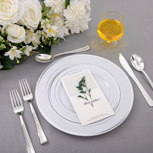 360pcs Plastic Silverware Heavy Duty, Silver Plastic Silverware,Plastic Silverware Sets for Parties,Plastic Forks and Spoons,Party Plastic Flatware Suit for Weddings, Birthday Parties