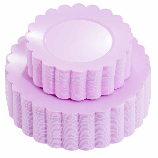 100PCS Purple Plastic Plates -Disposable Plastic Plates -Lavender Purple Party Plates for Party/Wedding -Include 50PCS 10.25inch Heavy Duty Dinner Plates, 50PCS 7.5inch Dessert/Salad Plates