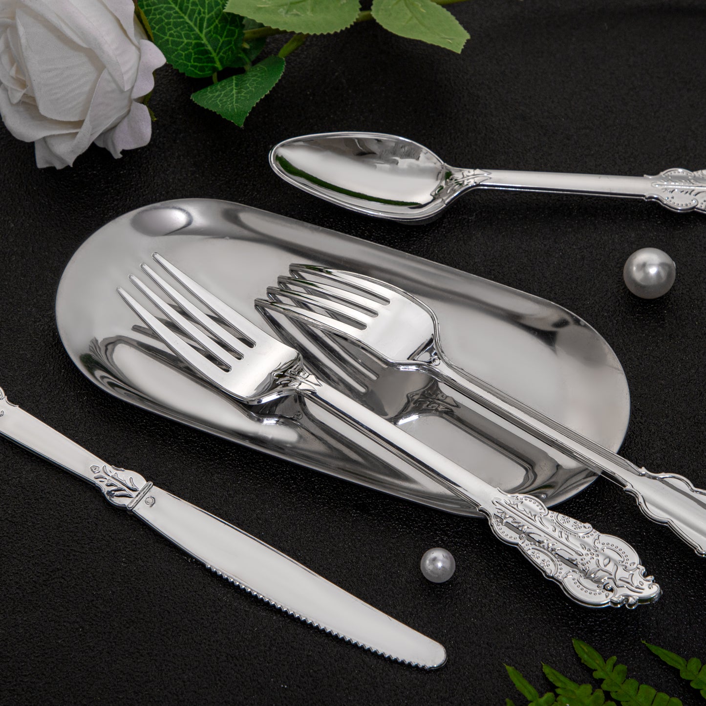 360pcs Plastic Silverware, Silver Disposable Cutlery,Silver Plastic Silverware include 120 Plastic Forks, 120 Plastic Spoons, 120 Plastic Knives, Perfect for Birthday,Party,Wedding