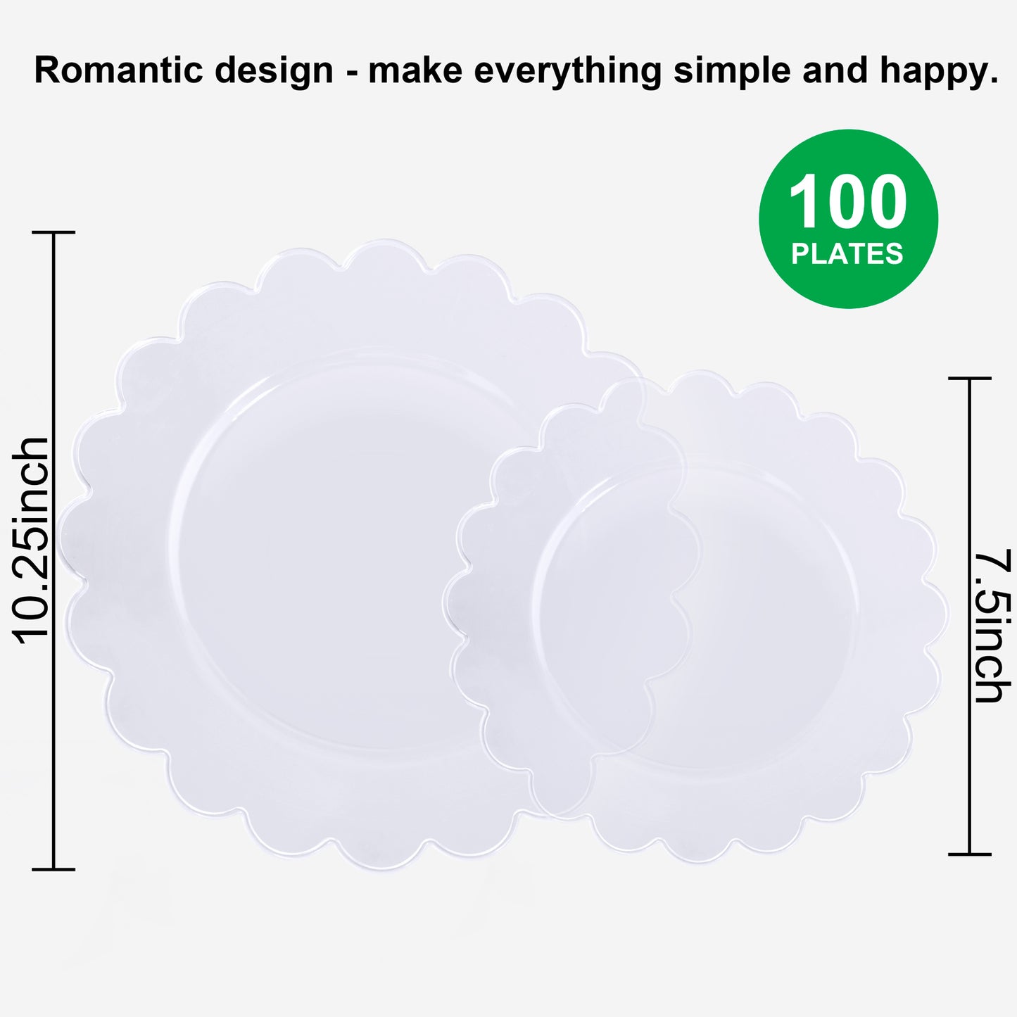 100pcs Clear Plastic Plates,Disposable Plastic Plates Heavy Duty,Premium Clear Plastic Plates,Includes 50 Clear Dinner Plates,50 Clear Dessert Plates,for Party,Wedding,Baby Shower