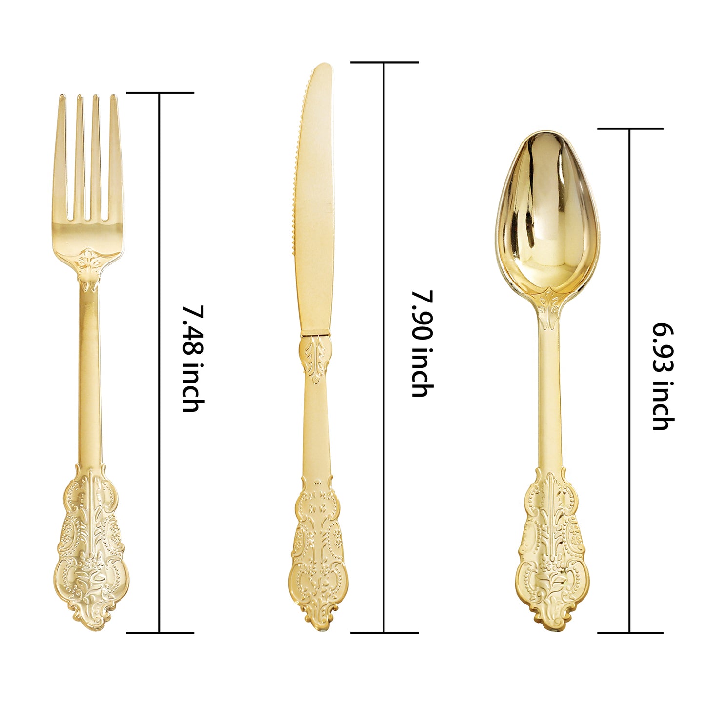 360pcs Gold Plastic Silverware, Gold Silverware Disposable, Gold Plastic Cutlery, 120 Gold Plastic Forks, 120 Gold Plastic Spoons, 120 Gold Plastic Knives for Birthday, Party, Wedding