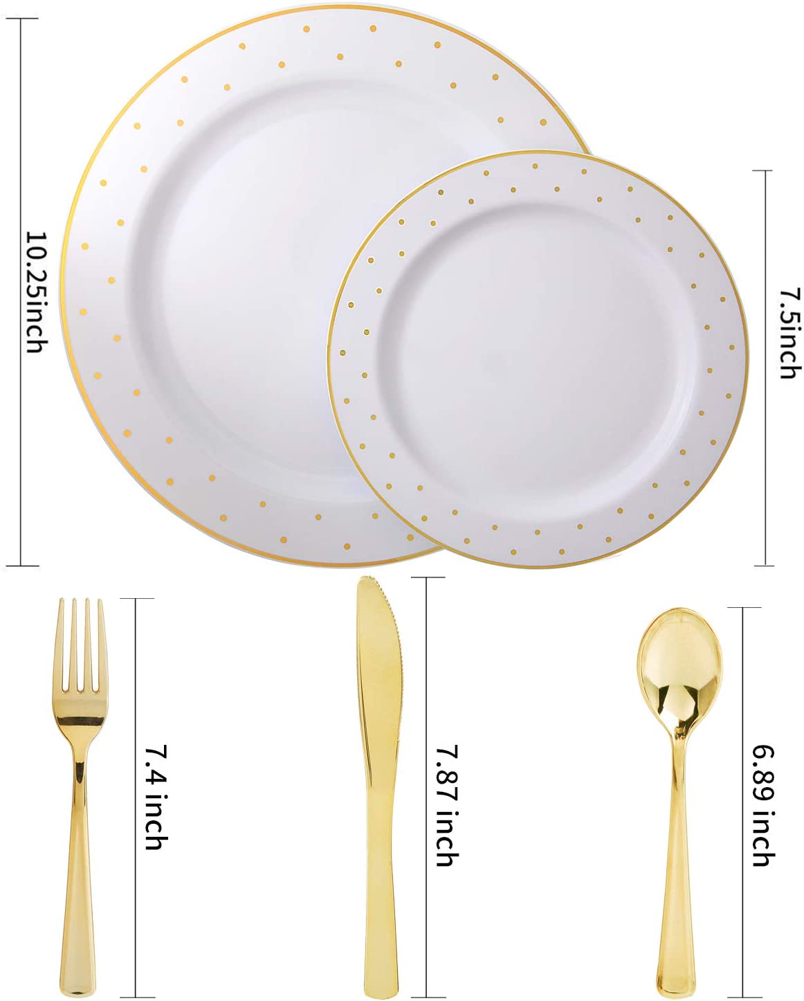 200pcs Gold Plastic Plates,Disposable Plates For Parties,Disposable Gold Plastic Silverware 40 Dinner Plates,40 Salald Plates,40 Knives,40 Forks,40 Spoons,Perfect for Birthday,Party,Wedding