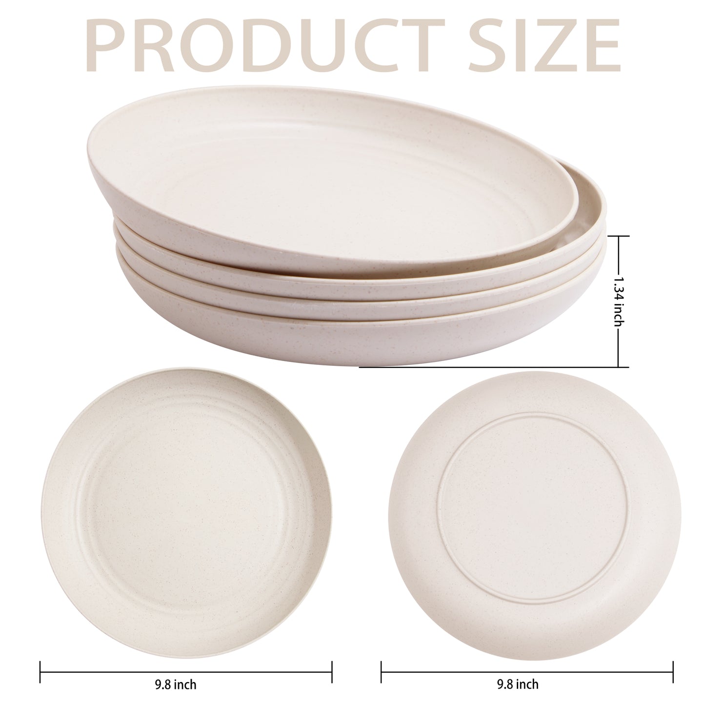 16pcs Wheat Straw Plates,Unbreakable Dinner Plates Set,Microwave Dishwasher Safe,Lightweight Wheat Straw Plates,Party Plates Set,Beige Reusable Plates for Picnic,Birthday,Camping
