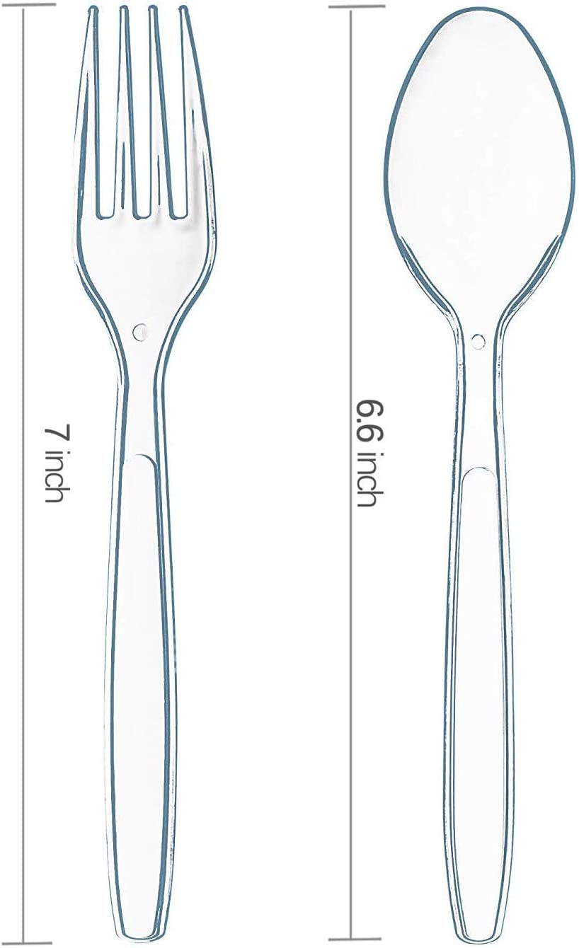 Plastic Silverware 400pcs Disposable Clear Plastic Silverware Crystal Plastic Cutery Plastic forks and Spoons 200 forks and 200 spoons