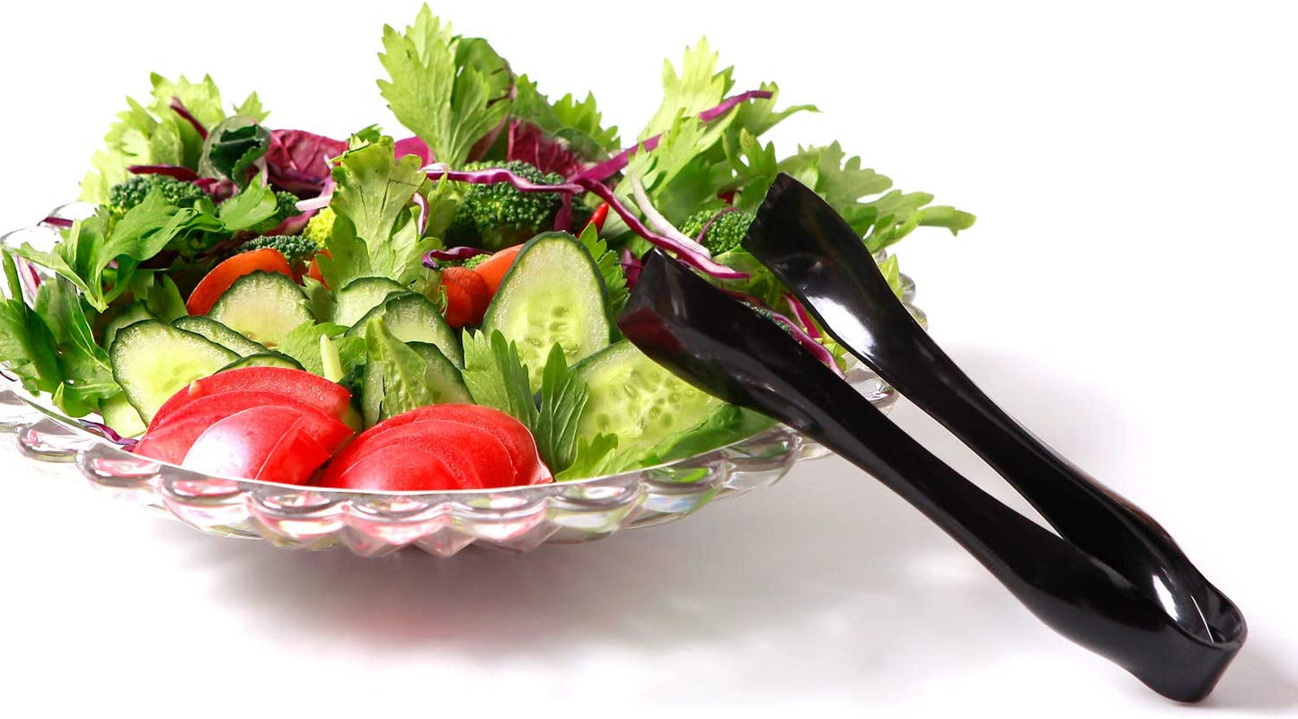 72pcs Plastic Serving Utensils Heavy Duty Disposable Serving Tongs Black Disposable Serving Set 10" Spoons 10" Forks 6" Tongs Each 24pcs
