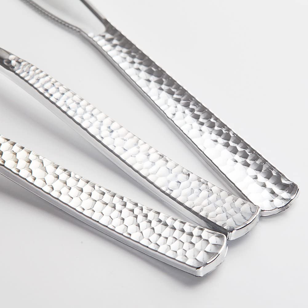 180 pieces Silver Plastic Silverware,Disposable Plastic Silverware,Party Plastic Flatware,Perfect Plastic Silver Cutlery for Birthday,Party,Wedding