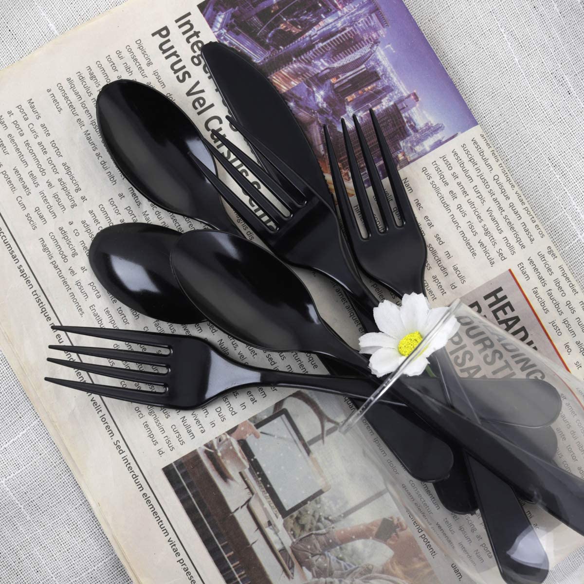 360pcs Black Plastic Utensils Black Plastic Cutlery Plastic Forks and Spoons 120 Plastic Forks 120 Plastic Spoons 120 Plastic Knives Plastic Party Cutlery Pack Set for Party Wedding Birthday