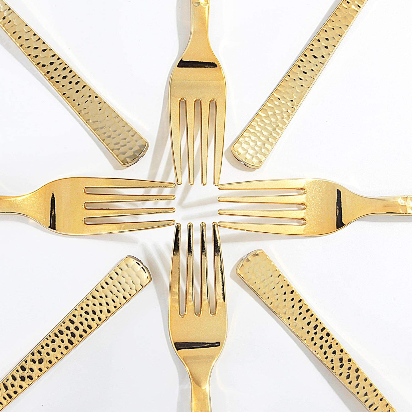 300pcs Gold Plastic Forks,Disposable Hammered Forks,Premium Heavyweight Silverware Polished,Perfect for Big Party,Catering Events,Weddings and Daily Using