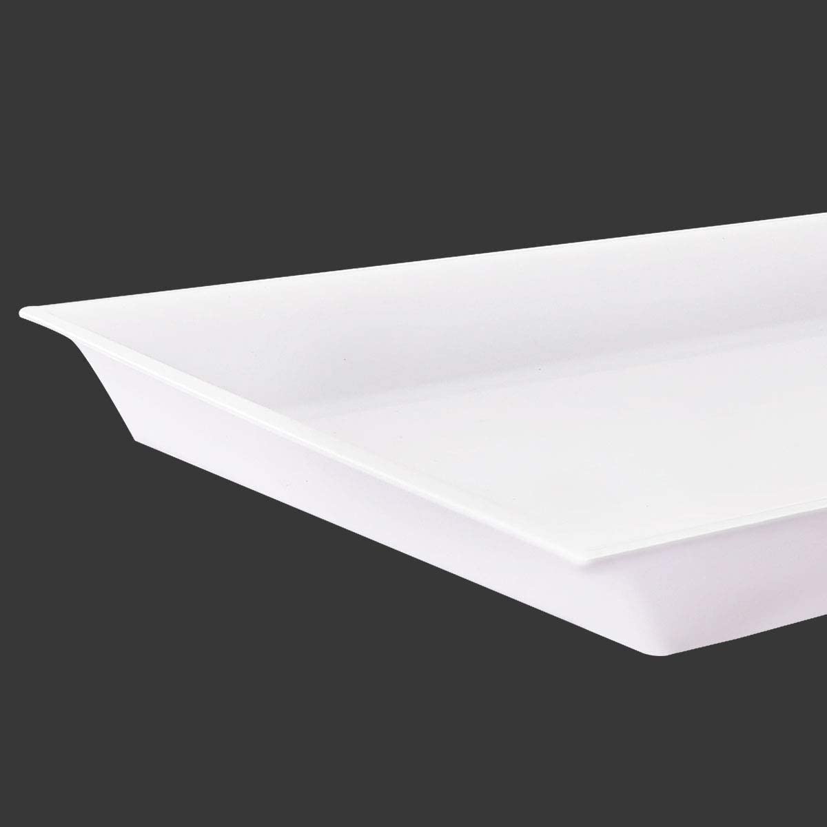 12pcs White Plastic Serving Trays,15''X10'' Decorative Serving Trays,Slanted Rectangle Platter,Plastic Fast Food Tray,Wedding Platter Party Trays,Disposable Serving Party