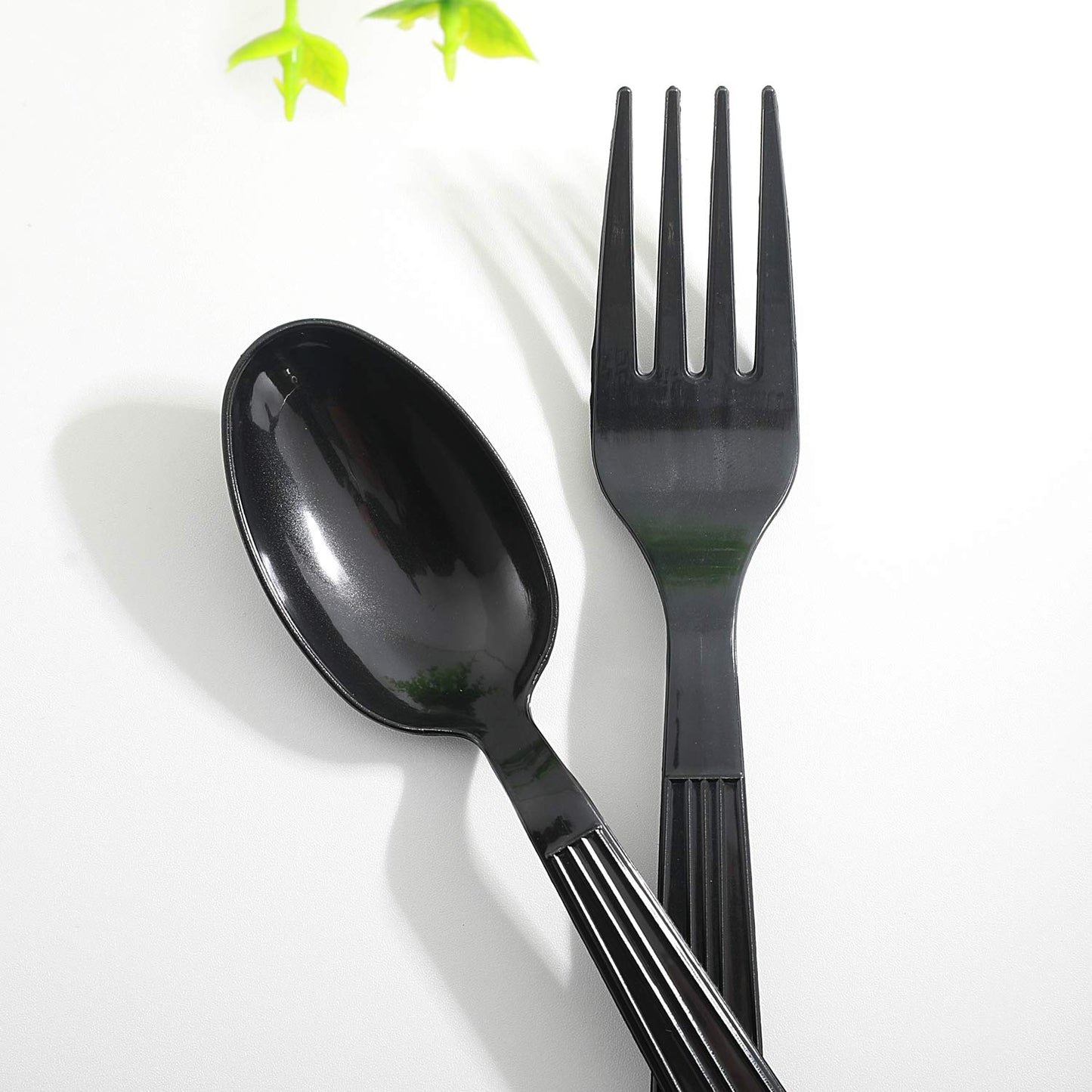 400pcs Black Plastic Forks and Spoons,Black Spoons Plastic Disposable,Plastic Flatware, Black Plastic Cutlery, 200 forks and 200 spoons, Black Plastic Silverware