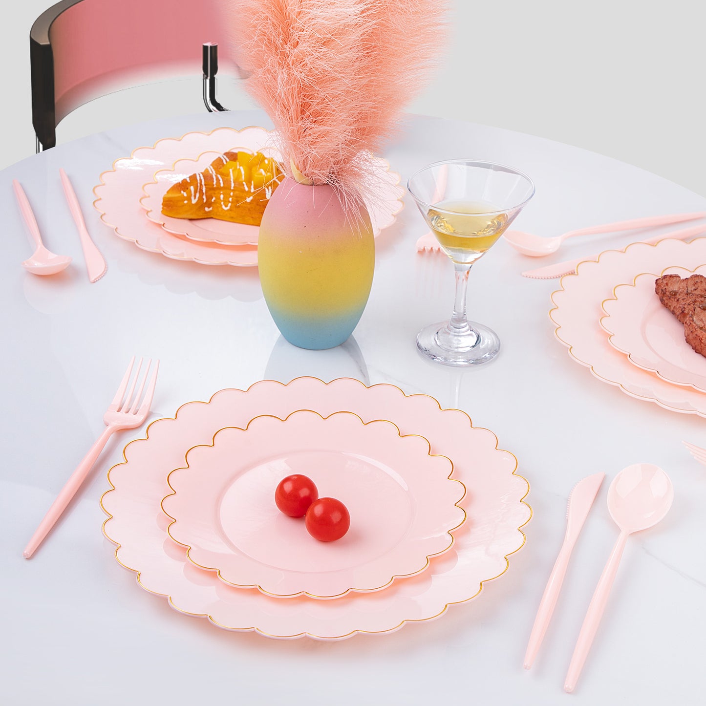 180pcs Pink Plastic Silverware Plastic Silverware Heavy Duty Pink Party Plastic Cutlery Pink Plastic Forks Include 60 Pink Forks,60 Pink Knvies,60 Pink Spoons for Wedding,Party or Daily Using