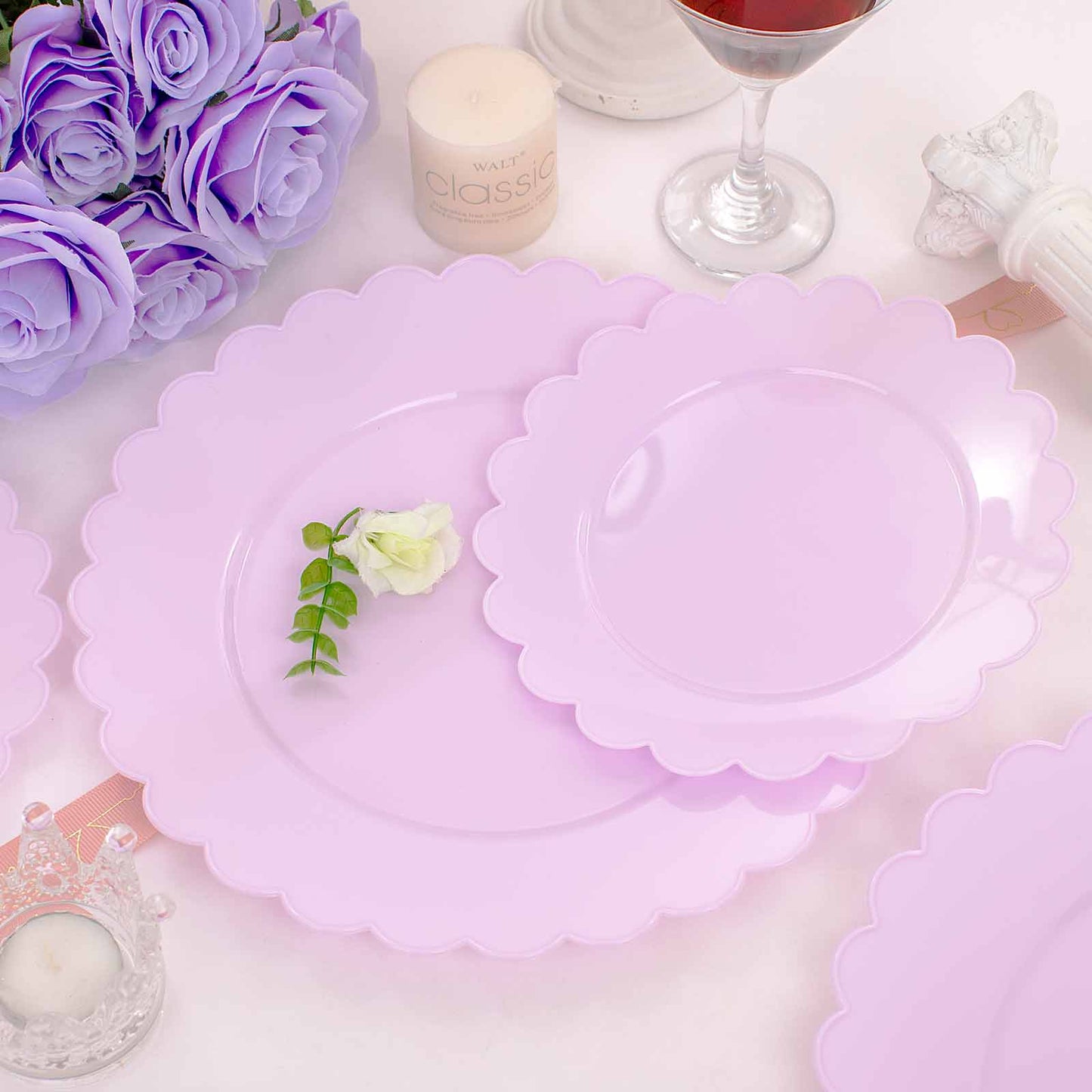 100PCS Purple Plastic Plates -Disposable Plastic Plates -Lavender Purple Party Plates for Party/Wedding -Include 50PCS 10.25inch Heavy Duty Dinner Plates, 50PCS 7.5inch Dessert/Salad Plates