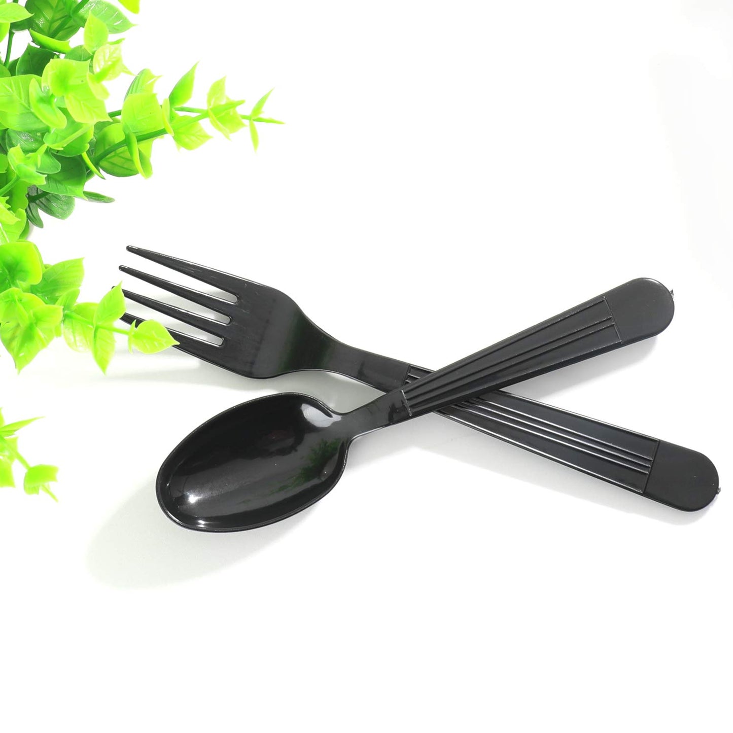 400pcs Black Plastic Forks and Spoons,Black Spoons Plastic Disposable,Plastic Flatware, Black Plastic Cutlery, 200 forks and 200 spoons, Black Plastic Silverware