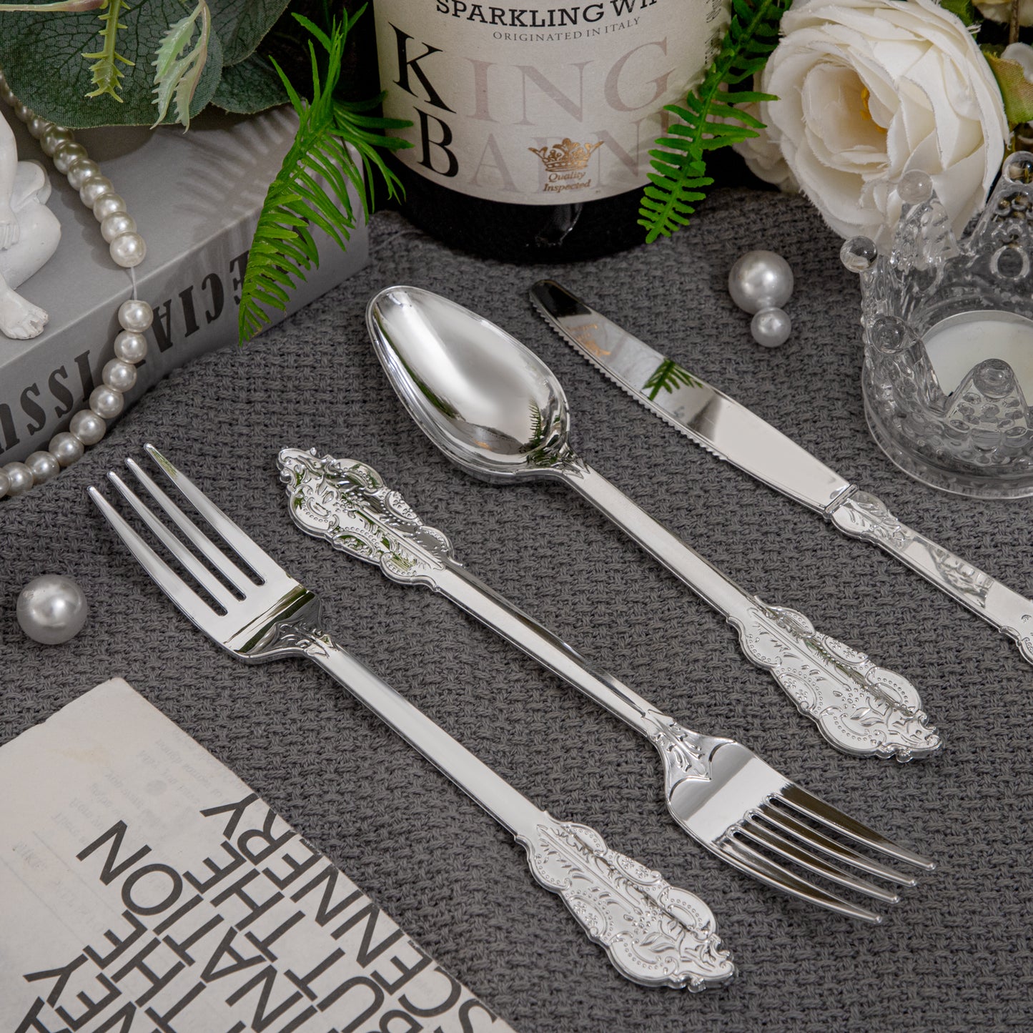 360pcs Plastic Silverware, Silver Disposable Cutlery,Silver Plastic Silverware include 120 Plastic Forks, 120 Plastic Spoons, 120 Plastic Knives, Perfect for Birthday,Party,Wedding
