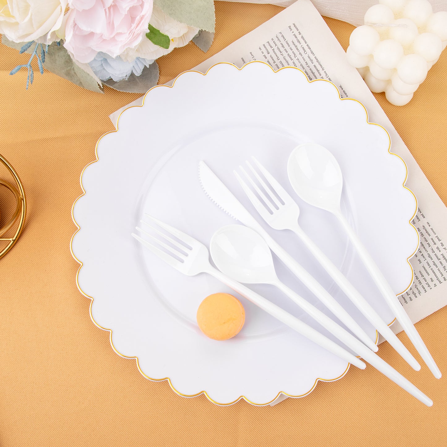 180pcs White Plastic Silverware Plastic Silverware Heavy Duty White Party Plastic Cutlery White Plastic Forks.Spoons,Knives