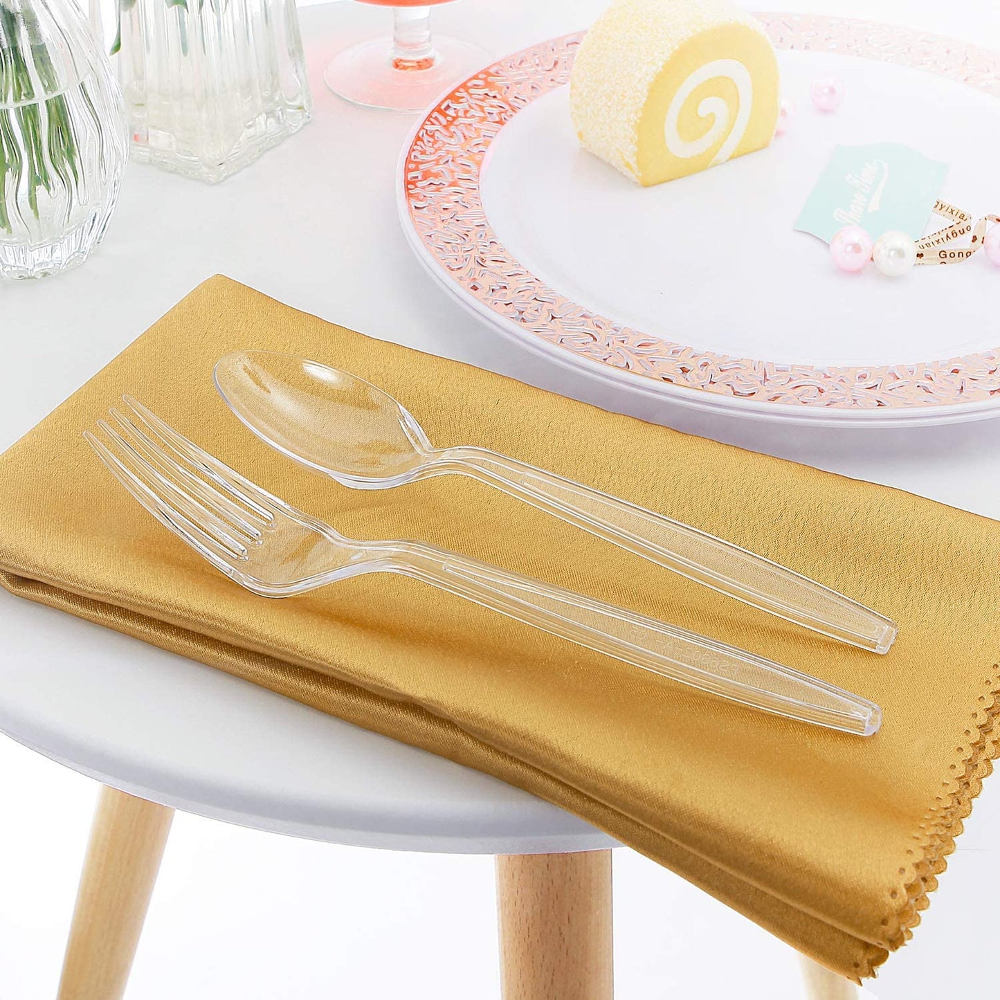 Plastic Silverware 400pcs Disposable Clear Plastic Silverware Crystal Plastic Cutery Plastic forks and Spoons 200 forks and 200 spoons