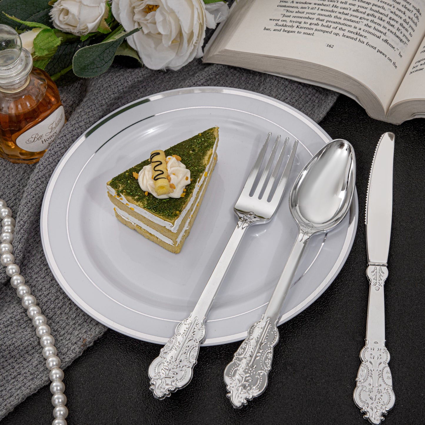 360pcs Plastic Silverware, Silver Disposable Cutlery,Silver Plastic Silverware include 120 Plastic Forks, 120 Plastic Spoons, 120 Plastic Knives, Perfect for Birthday,Party,Wedding