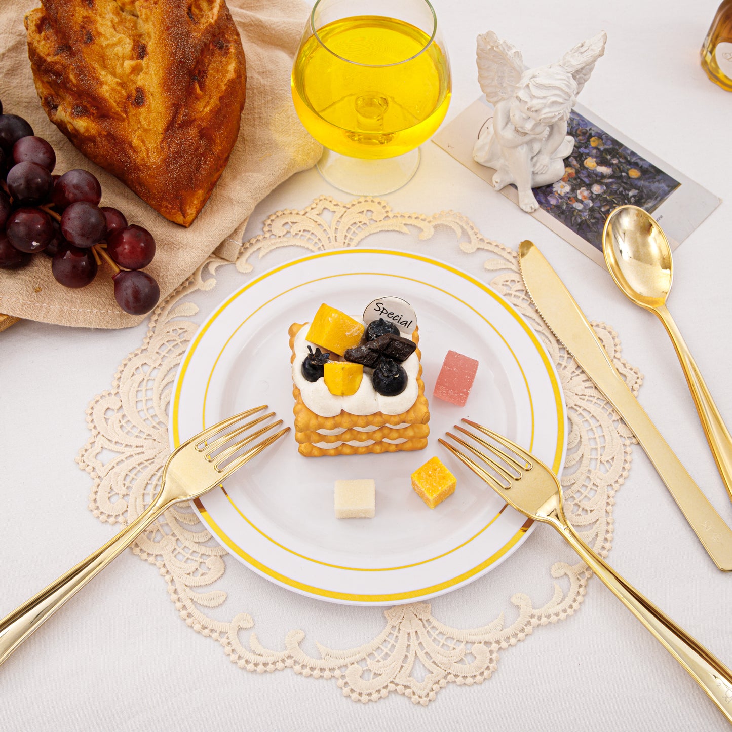360pcs Gold Plastic Silverware Heavy Duty,Gold Silverware Disposable, Plastic Silverware Sets for Parties with 120 Gold Plastic Forks,120 Disposable Knives and 120 Disposable Spoons