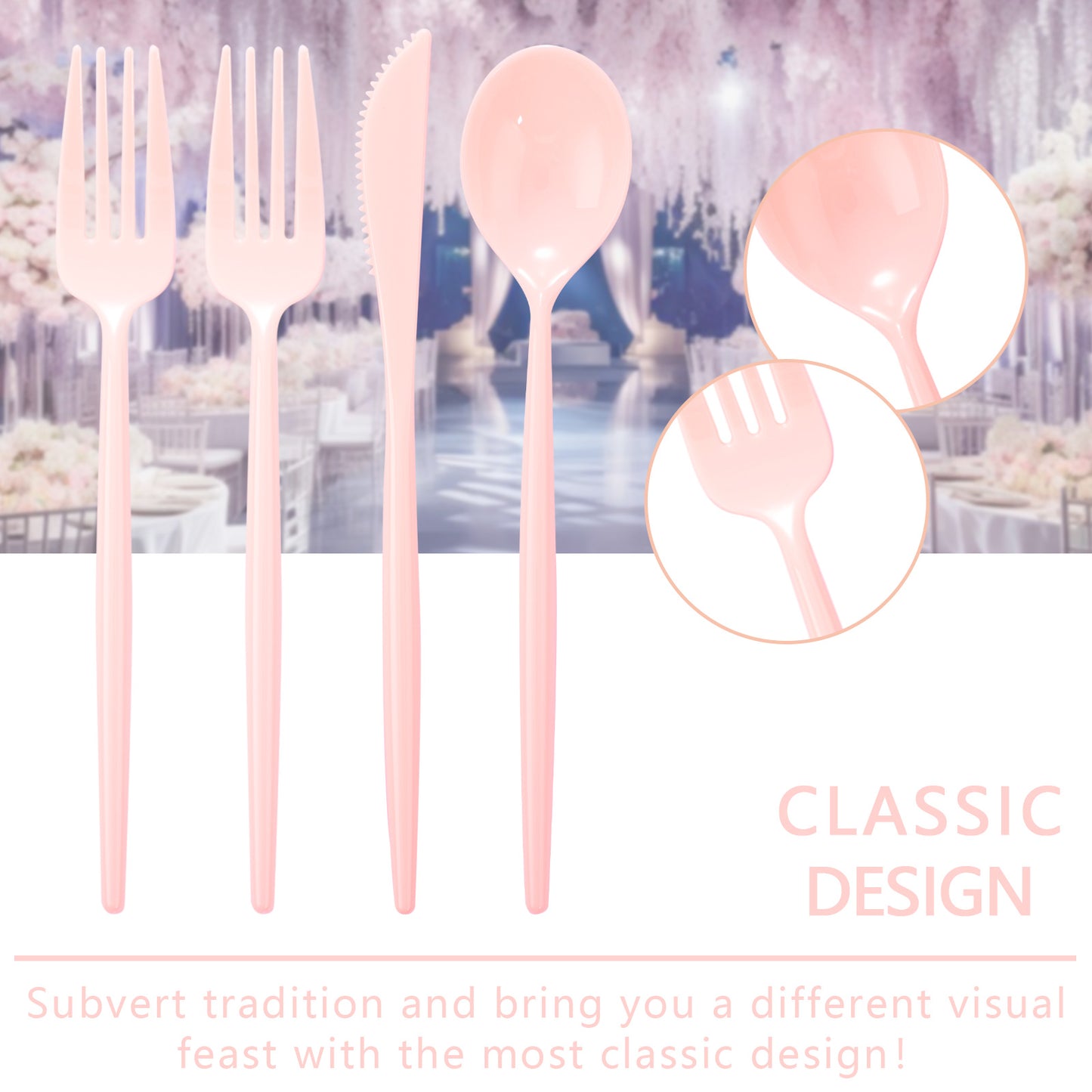 180pcs Pink Plastic Silverware Plastic Silverware Heavy Duty Pink Party Plastic Cutlery Pink Plastic Forks Include 60 Pink Forks,60 Pink Knvies,60 Pink Spoons for Wedding,Party or Daily Using