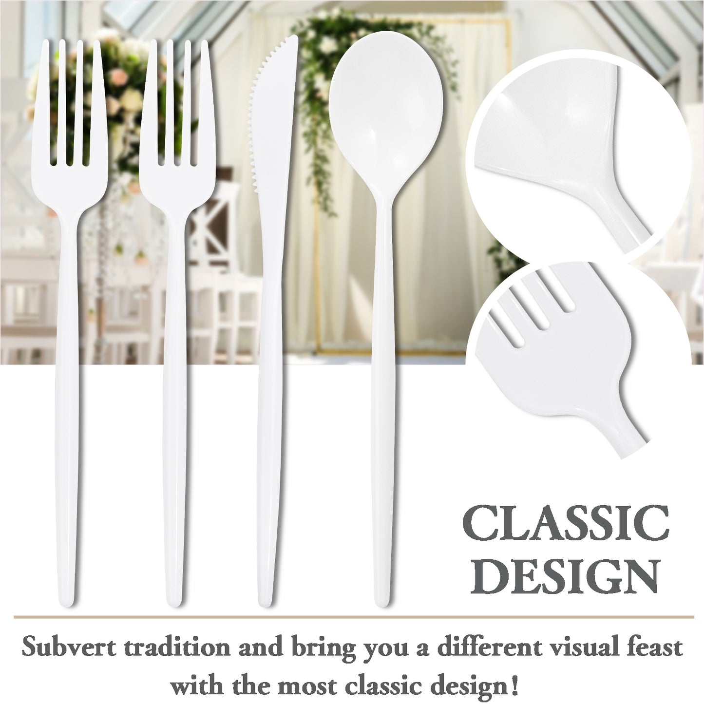 180pcs White Plastic Silverware Plastic Silverware Heavy Duty White Party Plastic Cutlery White Plastic Forks.Spoons,Knives