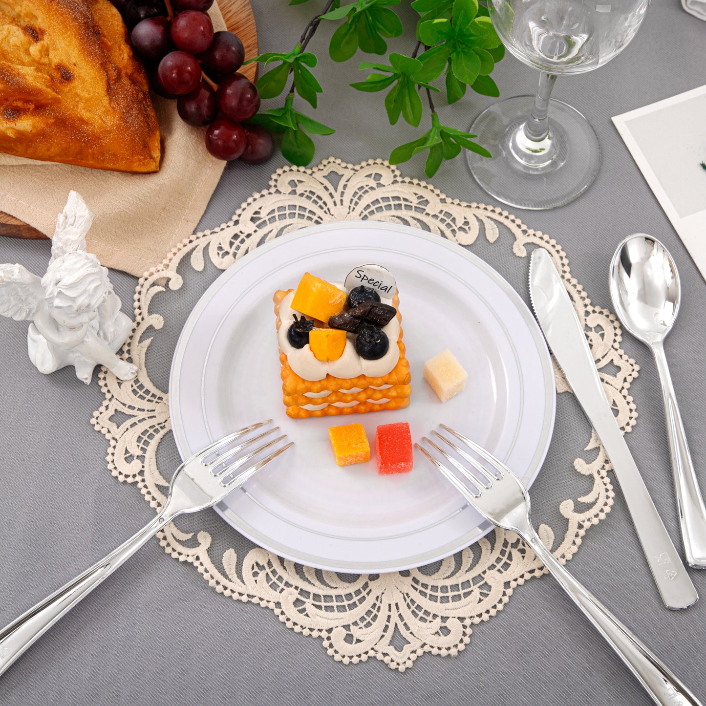 360pcs Plastic Silverware Heavy Duty, Silver Plastic Silverware,Plastic Silverware Sets for Parties,Plastic Forks and Spoons,Party Plastic Flatware Suit for Weddings, Birthday Parties