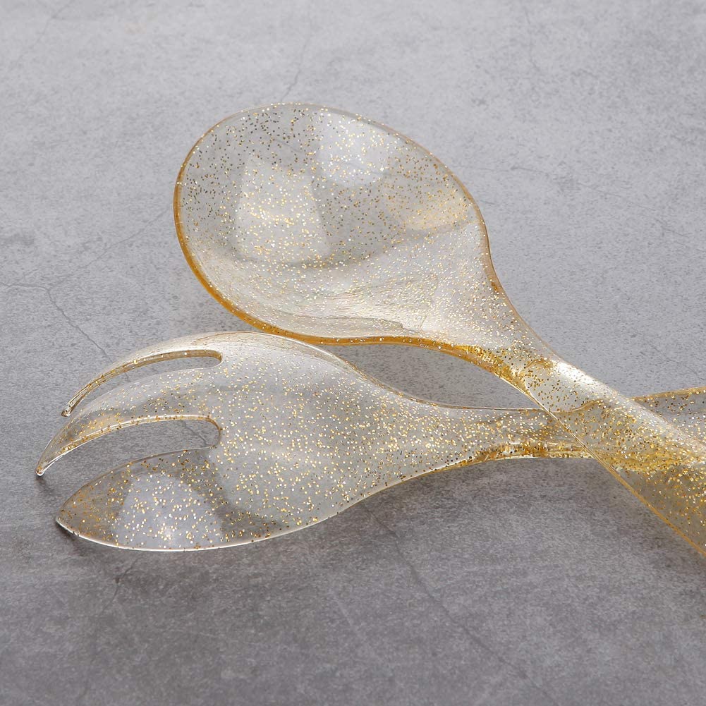 72 pcs Plastic Serving Utensils,Gold Plastic Silverware,24 pcs 10" Plastic Serving Spoons,24 pcs 10" Plastic Serving Forks,24pcs 6.3" Plastic Serving Tongs,Perfect for Birthday,Party,Wedding