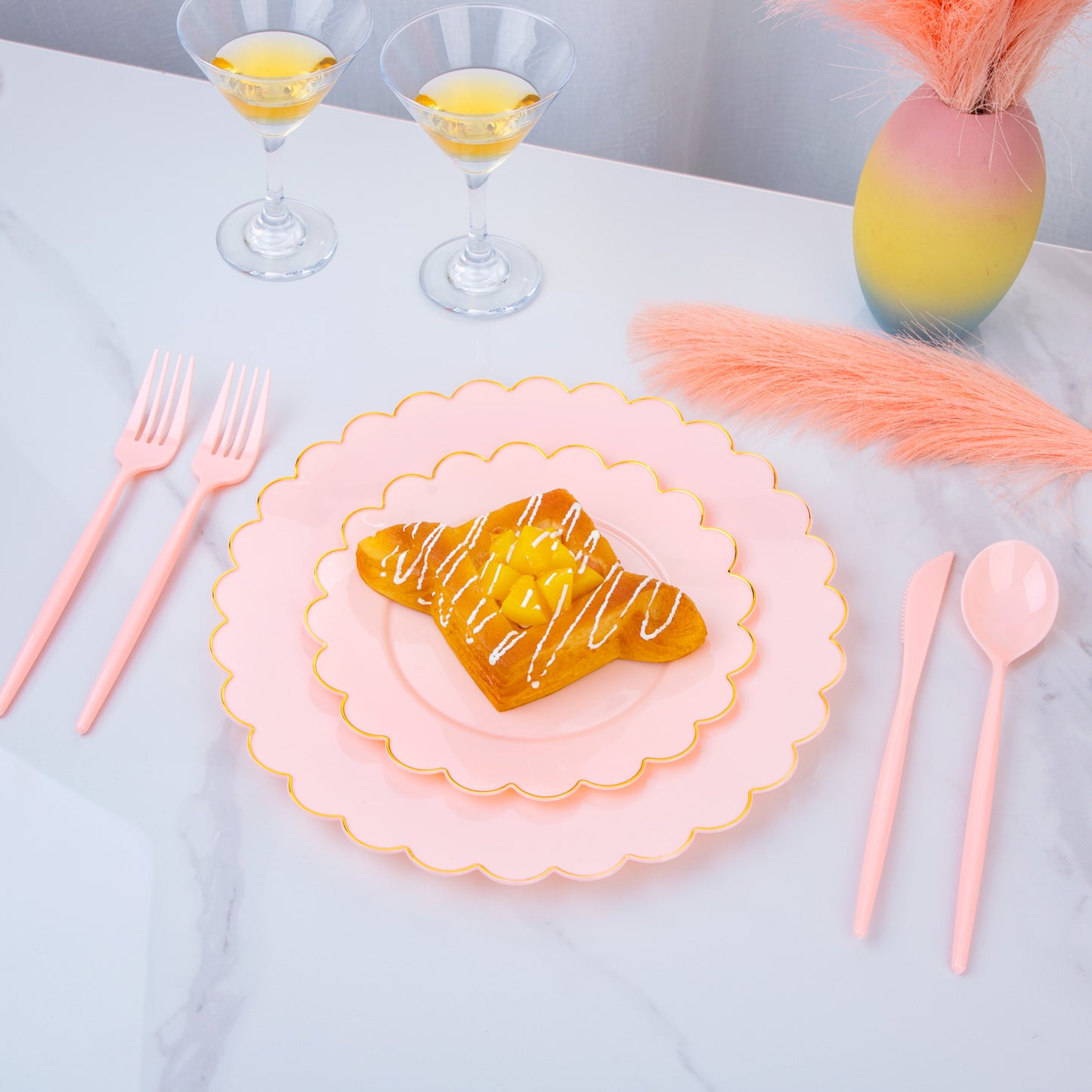 180pcs Pink Plastic Silverware Plastic Silverware Heavy Duty Pink Party Plastic Cutlery Pink Plastic Forks Include 60 Pink Forks,60 Pink Knvies,60 Pink Spoons for Wedding,Party or Daily Using