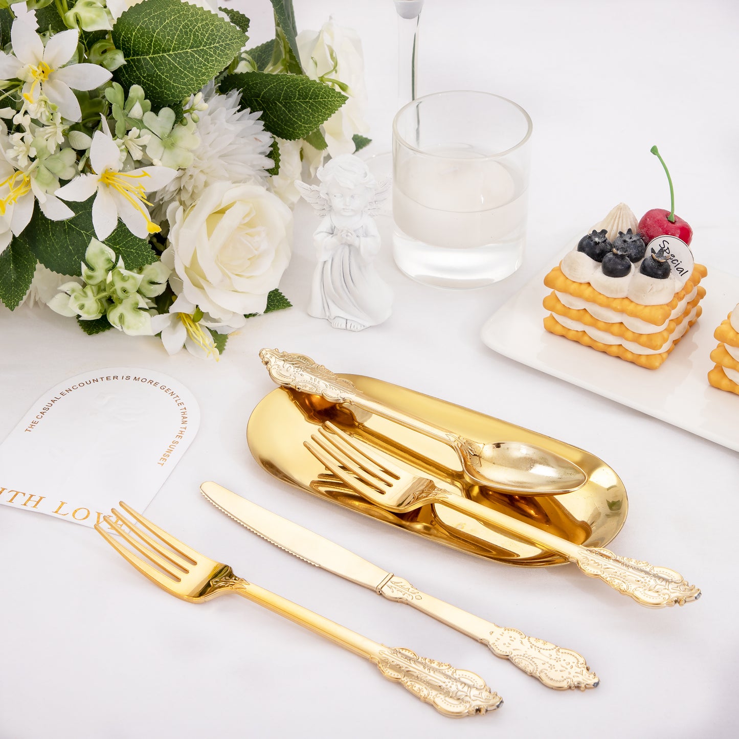360pcs Gold Plastic Silverware, Gold Silverware Disposable, Gold Plastic Cutlery, 120 Gold Plastic Forks, 120 Gold Plastic Spoons, 120 Gold Plastic Knives for Birthday, Party, Wedding