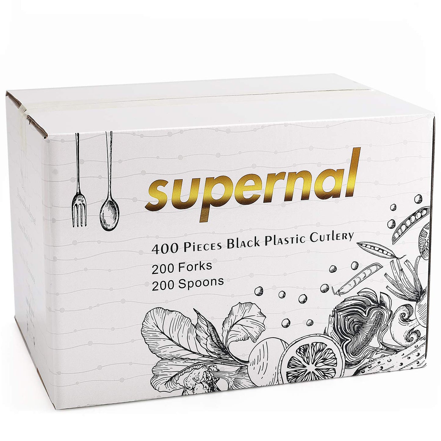 400pcs Black Plastic Forks and Spoons,Black Spoons Plastic Disposable,Plastic Flatware, Black Plastic Cutlery, 200 forks and 200 spoons, Black Plastic Silverware