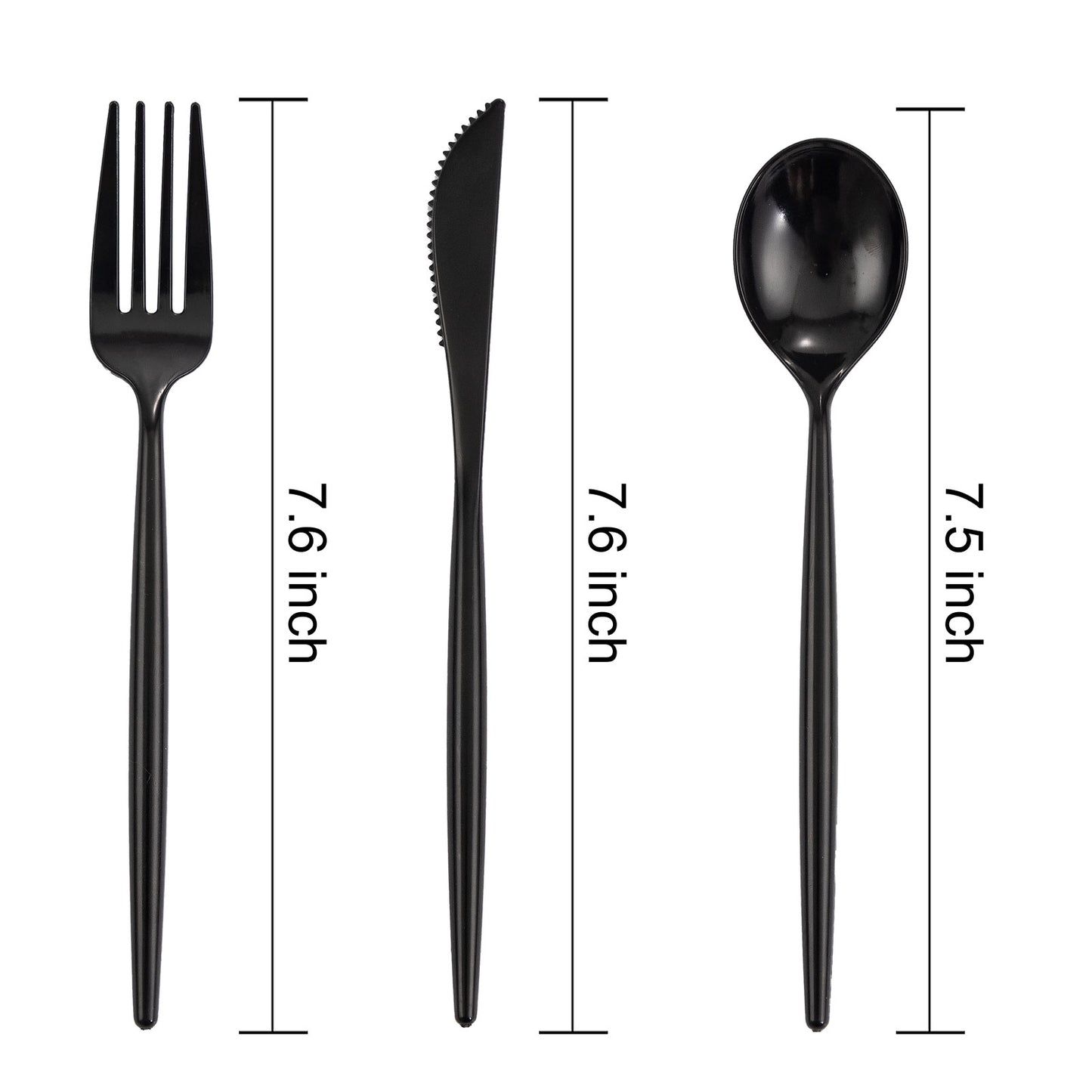180pcs Black Plastic Silverware Plastic Silverware Heavy Duty Black Party Plastic Cutlery Black Plastic Forks Include 60 Forks,60 Knvies,60 Spoons