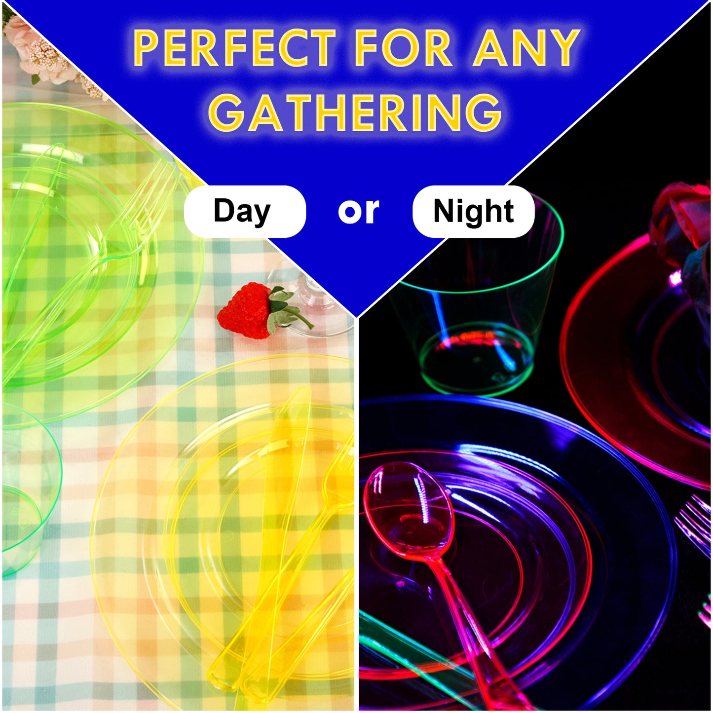 216pcs Neon Party Supplies Plates,Includes Hard Plastic Dispoable Neon Party Plates,Cups,Cutlery Forks Knives Spoons in Neon Pink,Blue,Green,Yellow, Pefect for Birthdays,Halloween Party Visit the supernal Store 4.6 4.6 out of 5 stars    169 ratings