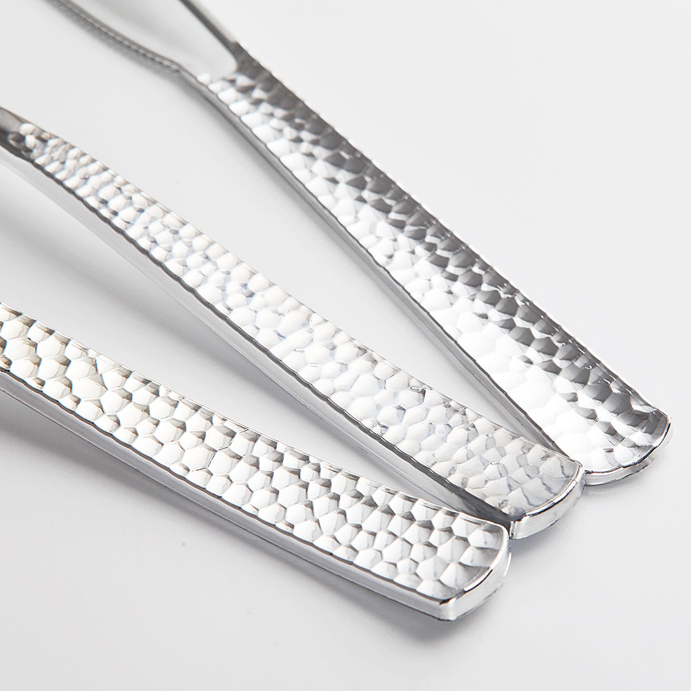 360pcs Silver Plastic Cutlery,Elegant Plastic Silverware,Silver Hammed Silverware,Disposable Plastic Flatware,Include 120 Forks,120 Knvies,120 Spoons,Perfect for Birthday,Party,Wedding